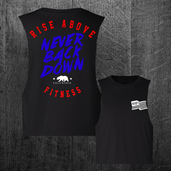 Limited Edition "NEVER BACK DOWN" Women's Custom Cut Crop Muscle Tee