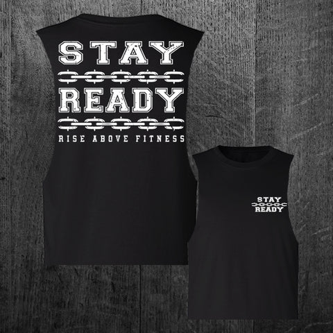 "STAY READY" Women's Custom Cut Crop Muscle Tee