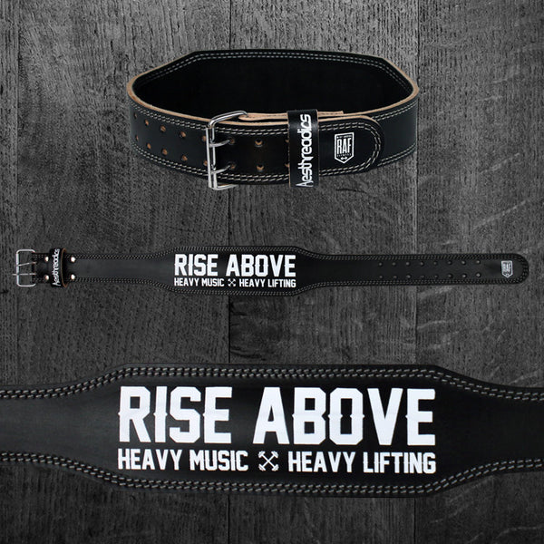 "RISE ABOVE | HEAVY MUSIC HEAVY LIFTING" Bodybuilding Belt